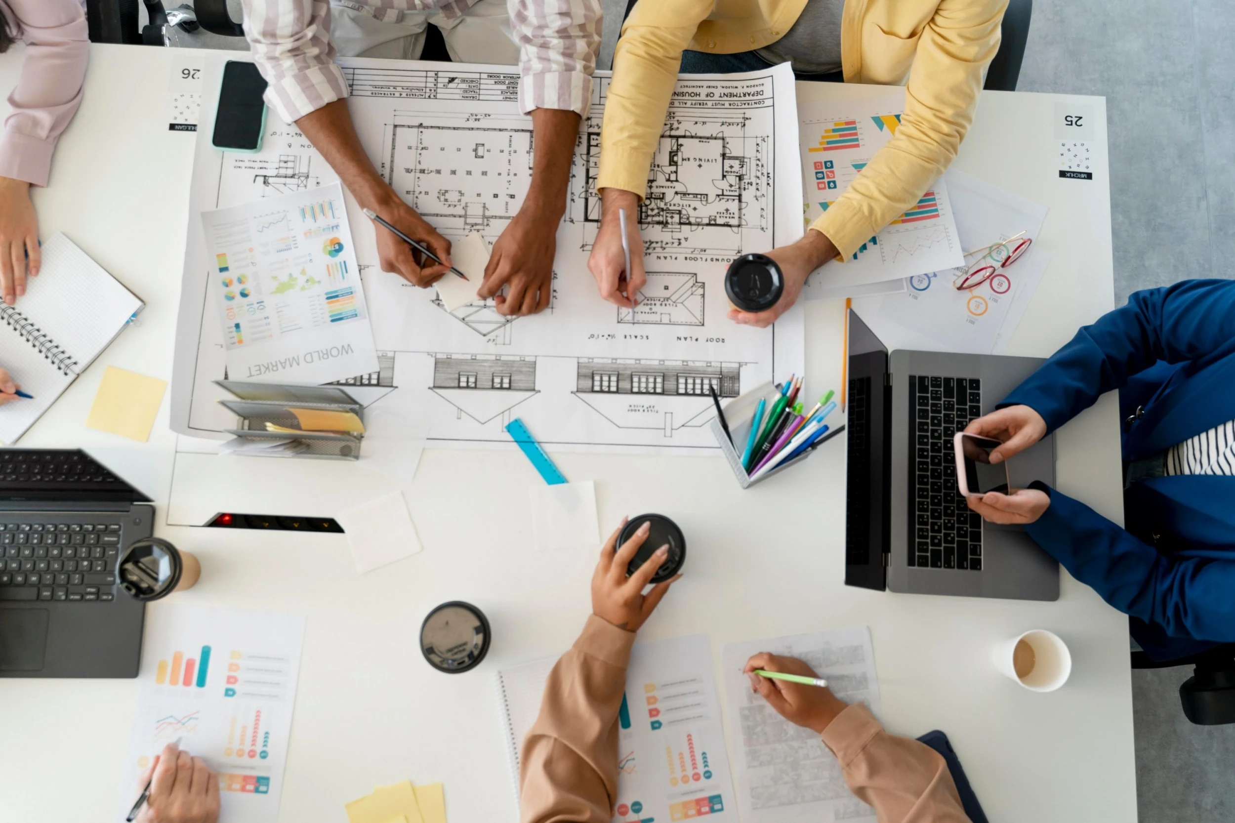 people working as team company